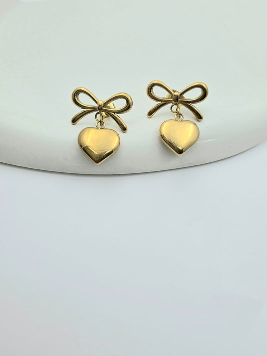 Bow & heart earrings